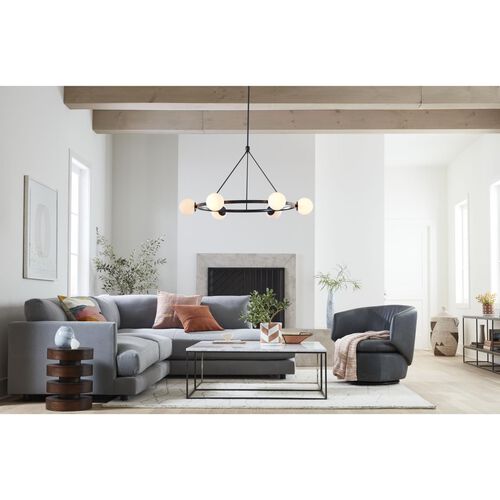 West Elm Pure Chandelier 6 Light Round Dark Bronze